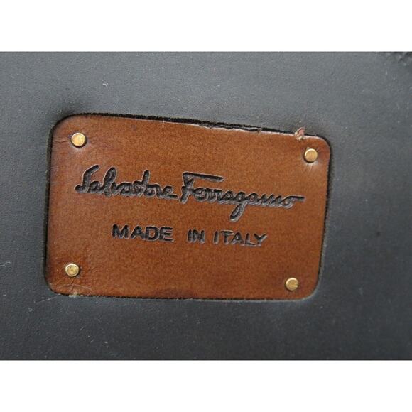 NIB FERRAGAMO GORIN BLACK LEATHER GANCINI LOGO PLATFORM DERBY OXFORDS 9 M